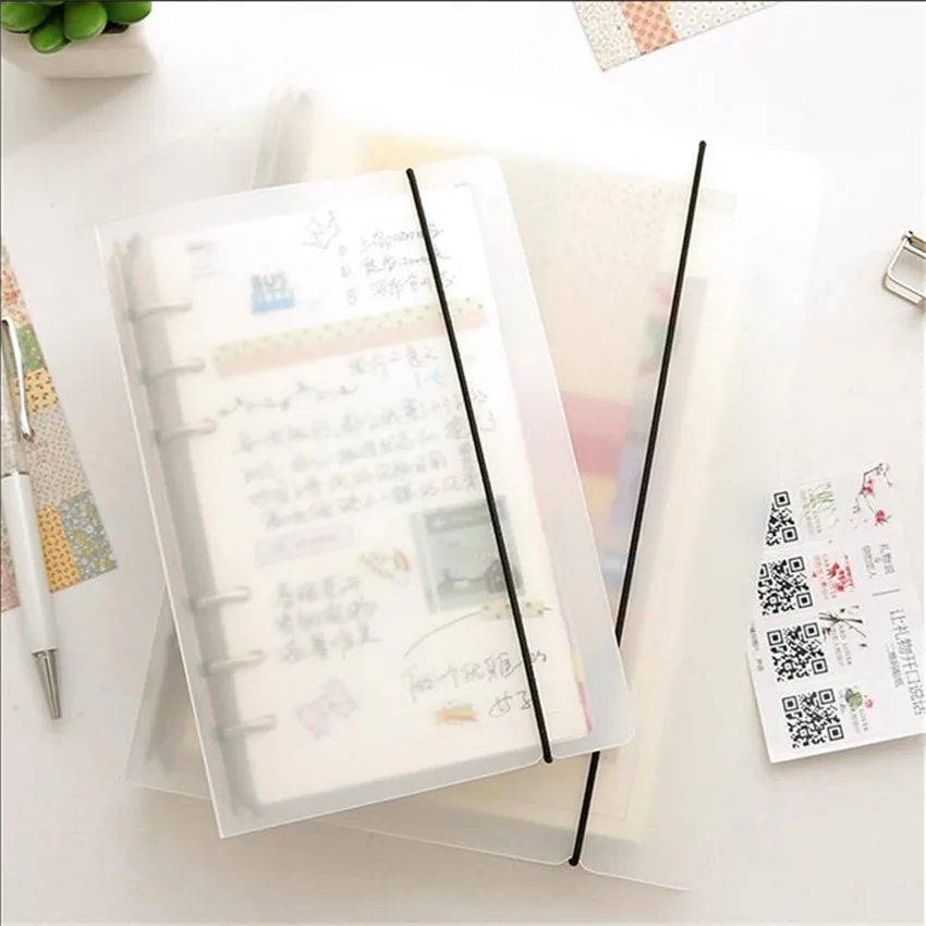 A5 A6 A7 Translucent PP Loose Leaf leather spiral notebook Original office personal diary Free shipping