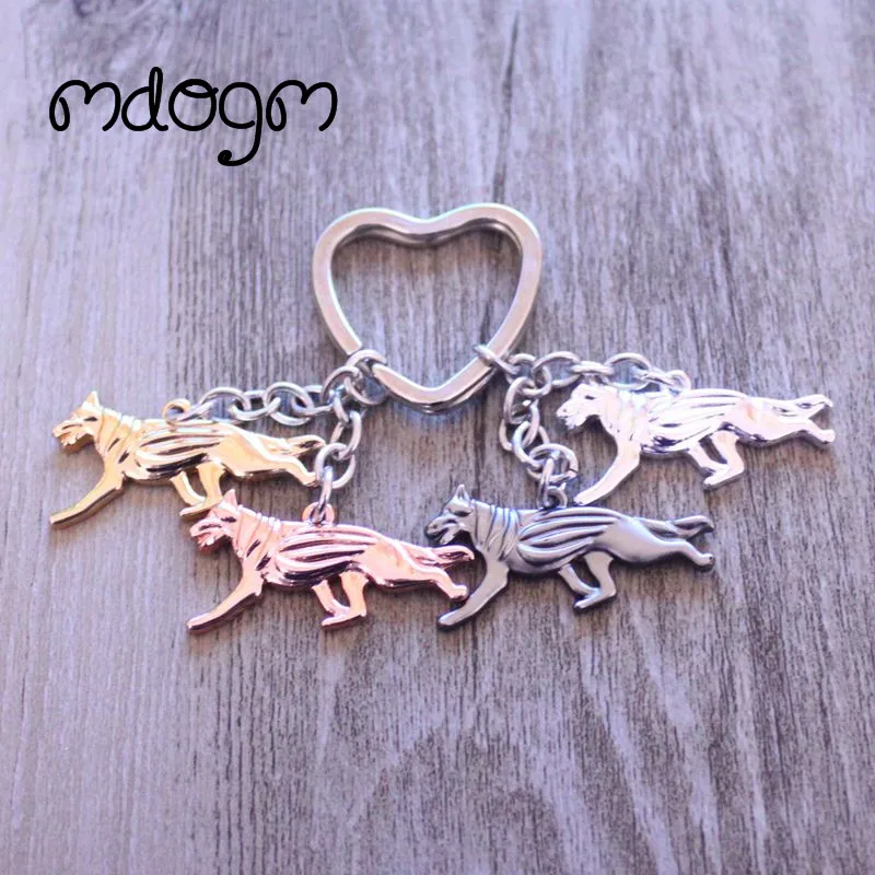 German Shepherd Dog Animal Gold Silver Plated Metal Pendant Keychain For Bag Car Women Men Girls Boys Love Jewelry K060