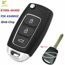 KEYECU Aggiornata Pieghevole Fob Chiave A Distanza 433MHz ID46 per Hyundai Starex H-1 H1 2008-2015 81996-4H400 819964H400