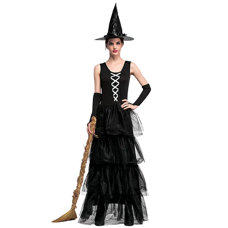 Fantasia feminina de halloween para festas, vestido longo de dramatização, bruxa, vampiro, traje para cosplay de festa