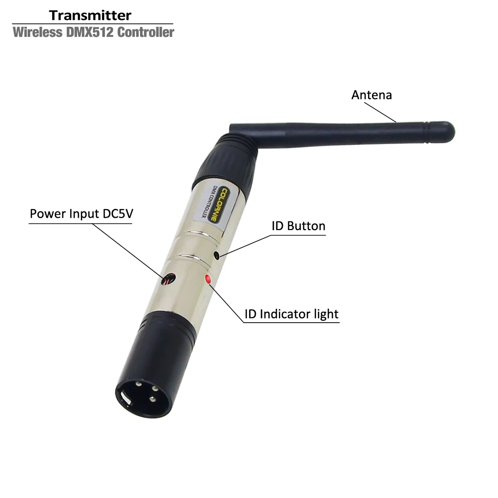 Transmissor xlr masculino sem fio 2.4g, refletor led para iluminação de palco, luz de festa com antena