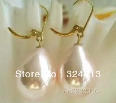 

Exquisite12X16MM Pink South Sea shell pearl teardrop shape earring