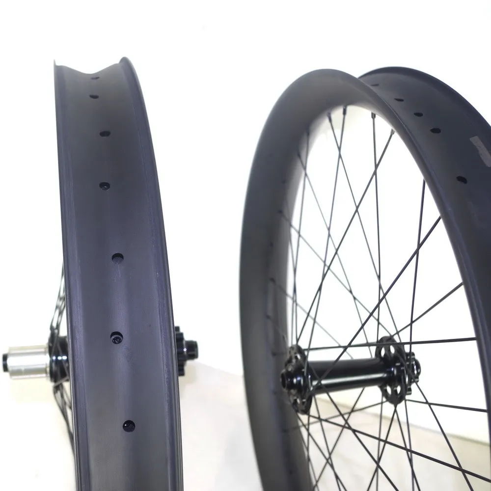 

Lghter Faster 26" Wheels Carbon Fat Bike Wheelset 90mmX40mm Hookless Tubeless Rim Thru Axle Hubs Import Spoke Online Best Sell