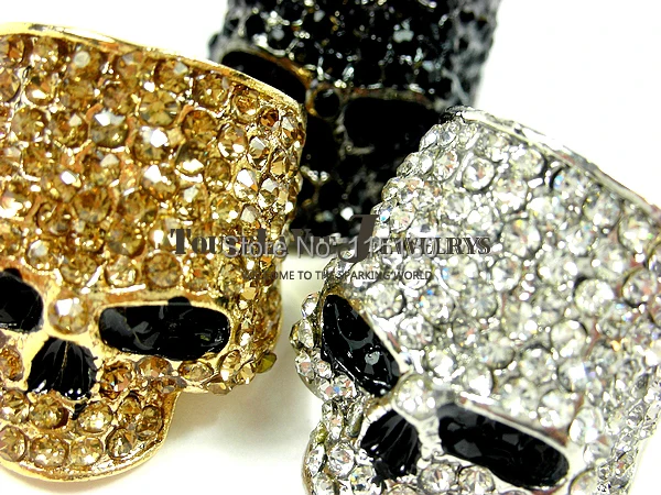 Brand Skull Rings for Men Rock Punk Unisex Crystal Black/Gold Color Biker Ring Male Fashion Jewelry Wholesale image 3