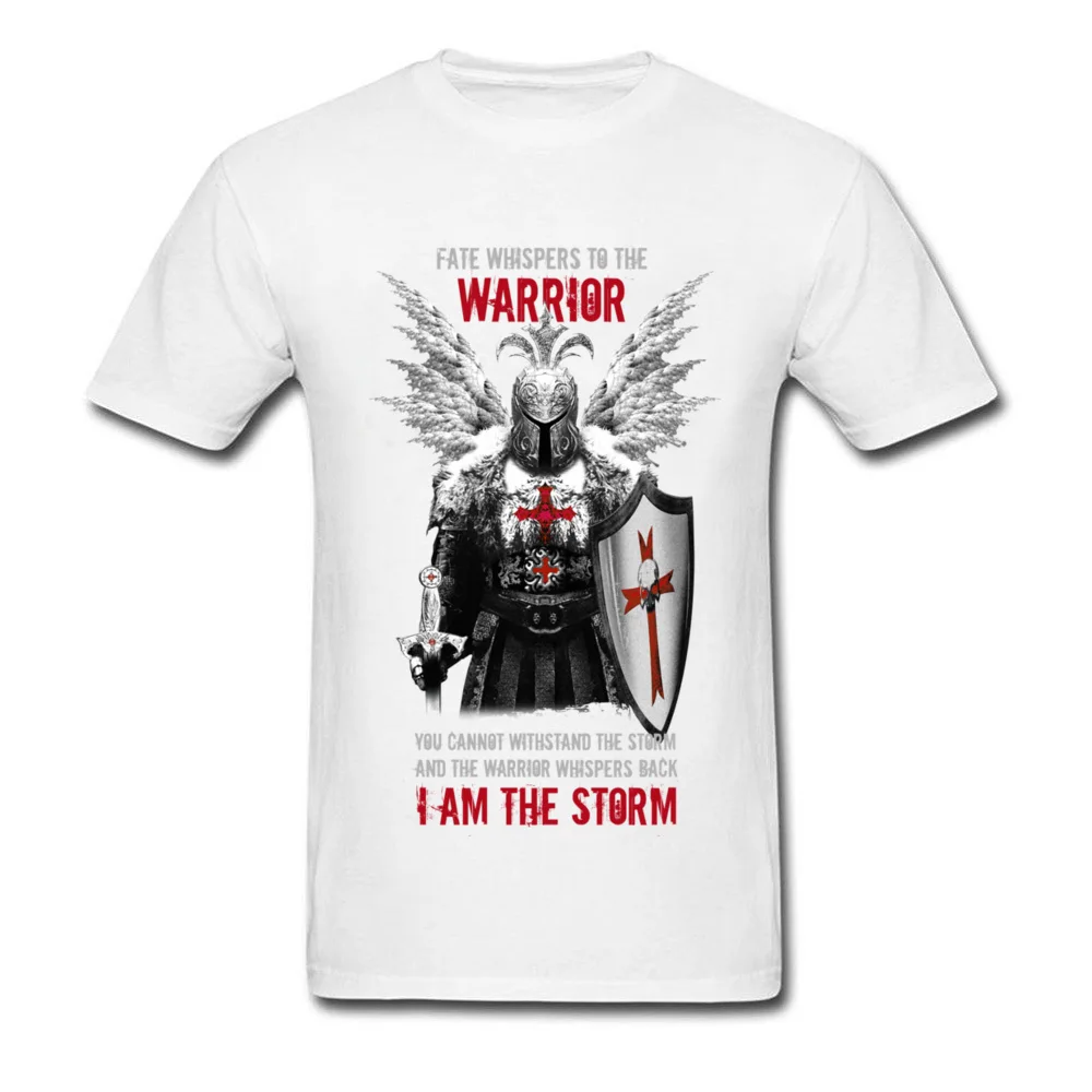 Fashion Men T Shirt Knights Templar Warrior Print Manly Male Black Tops Tees Pure Cotton No Fade Vintage Design T-shirt