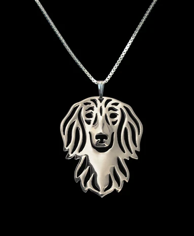 Summer fashion cartoon Boho Chic Alloy Long haired Dachshund necklace dog pendant jewelry gold colors plated 12pcs/lot