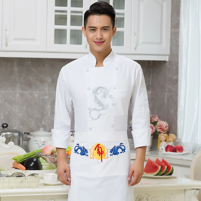 Chef service long - sleeved Embroidery hotel overalls autumn and winter hotel restaurant kitchen chef tooling YF38