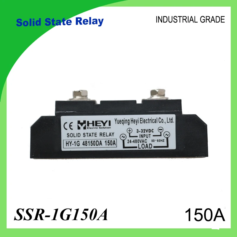 

SSR-150A Solid State Relay 150A Industrial 24-480VAC 3-32VDC(D3) 70-280VAC(A2) for PID Temperature Controller SSR Module