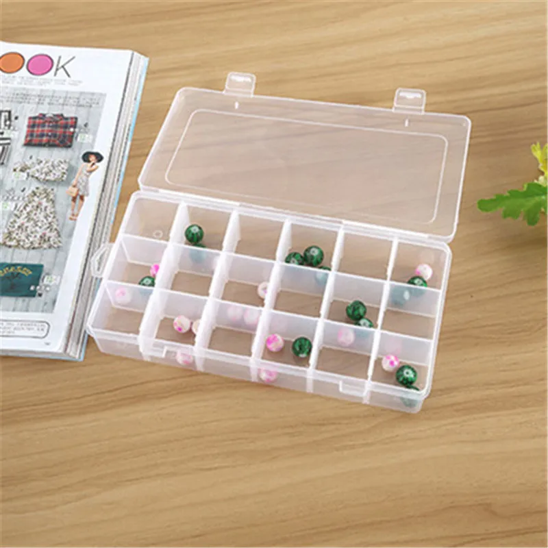 18 Grids Practical Adjustable  Compartment Plastic Storage Box Jewelry Earring Bead Screw Holder Case Display Organizer Containe