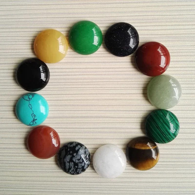 

Wholesale 30pcs/Lot Nature mixed round stone beads CAB Cabochon loose Beads size 18x18mm Free shipping