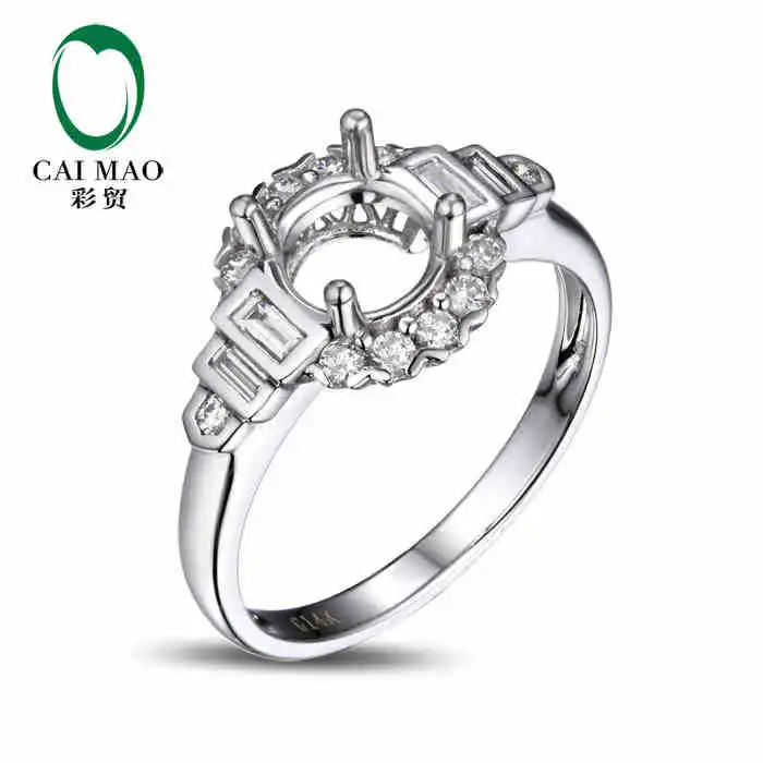 CaiMao Round cut Semi Mount Ring Settings &  0.48ct  Diamond 14k   White Gold Gemstone Engagement Ring Fine Jewelry