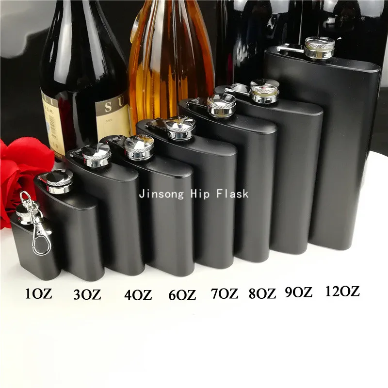 Discount 1oz /3oz /4oz/6oz /7oz /8oz/9oz /10oz/12oz   , 304  stainless Steel Matt black Hip Flask with free funnel