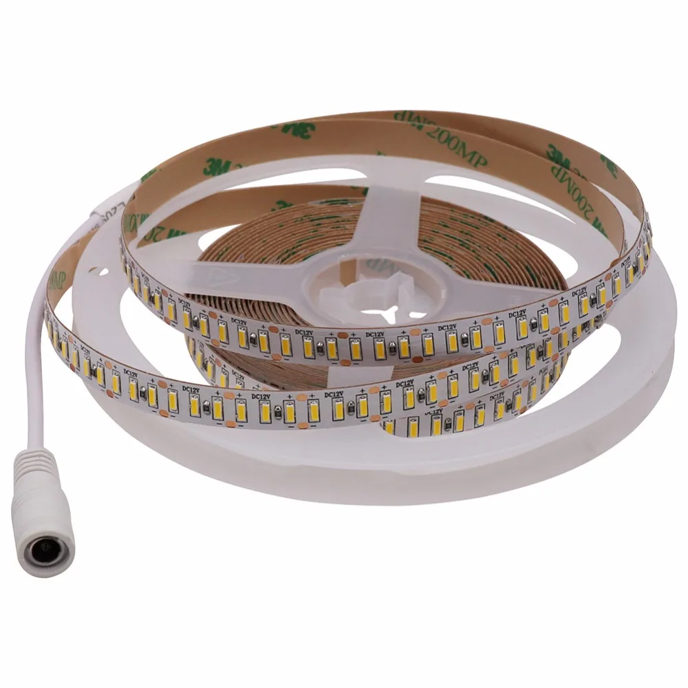 Ultra jasny SMD 3014 LED Strip z złącze DC plug 204 led/m DC12V zimny ciepły biały wodoodporna elastyczna taśma oświetleniowa LED 5m