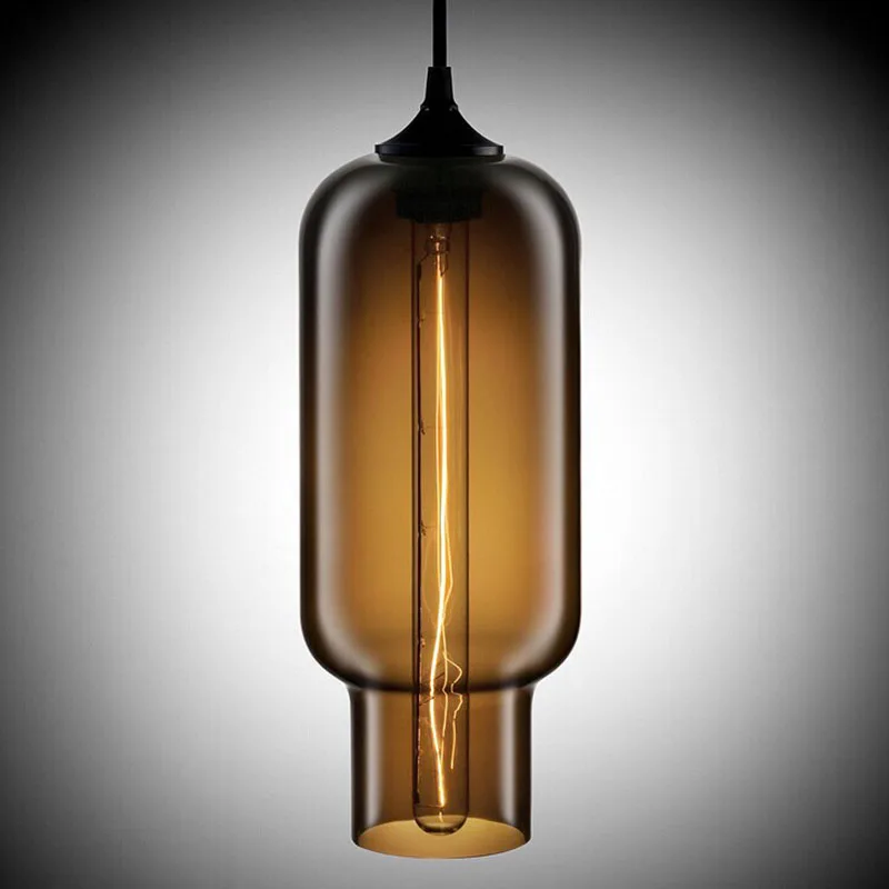 Nordic Retro Vintage Loft American Country Color Glass Creative Edison Pendant Light Kitchen Dinning Room Home Decor Lighting