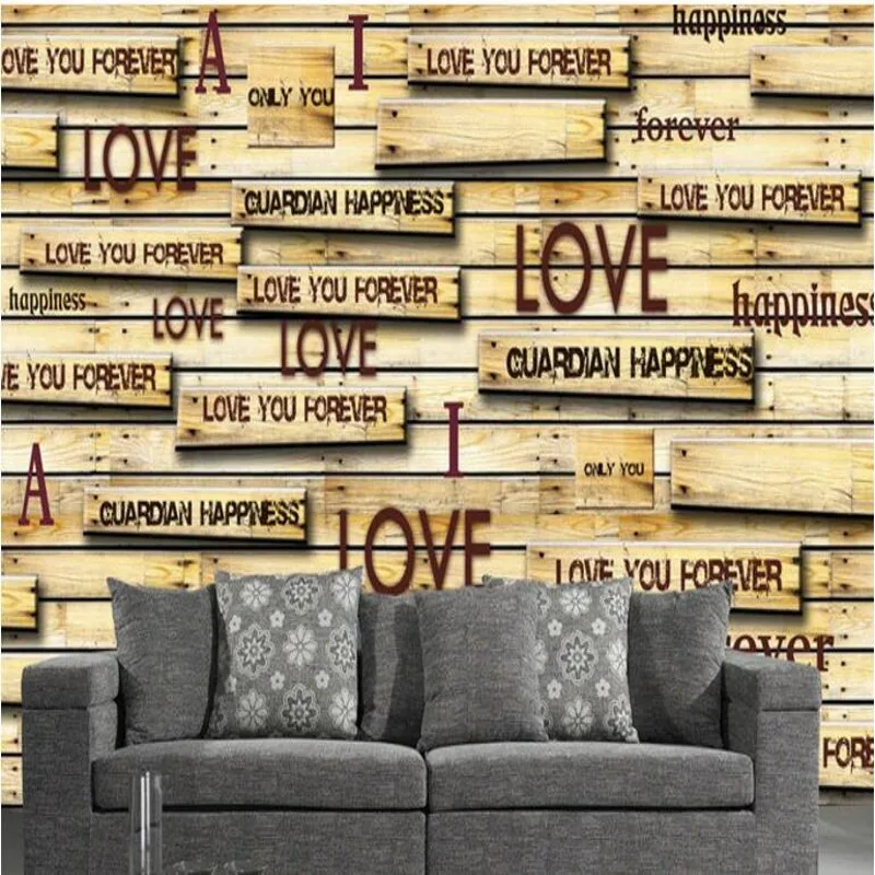 wellyu Custom large mural 3D wood veneer wood nostalgic Retro TV backdrop non - woven wallpaper papel de parede para quarto