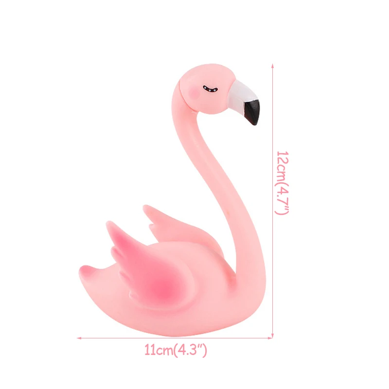 WEIGAO 1Pc Pink Flamingo Soft Pottery Cake Topper Flamingo Hawaiian Theme Kids Birthday Party Decorations Baby Shower Cake Decor