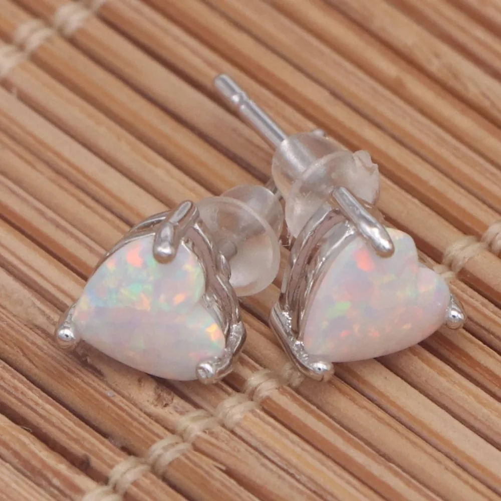 

JLE466 New Hot White Opal Heart Shaped Earrings Women's Jewelry Gift