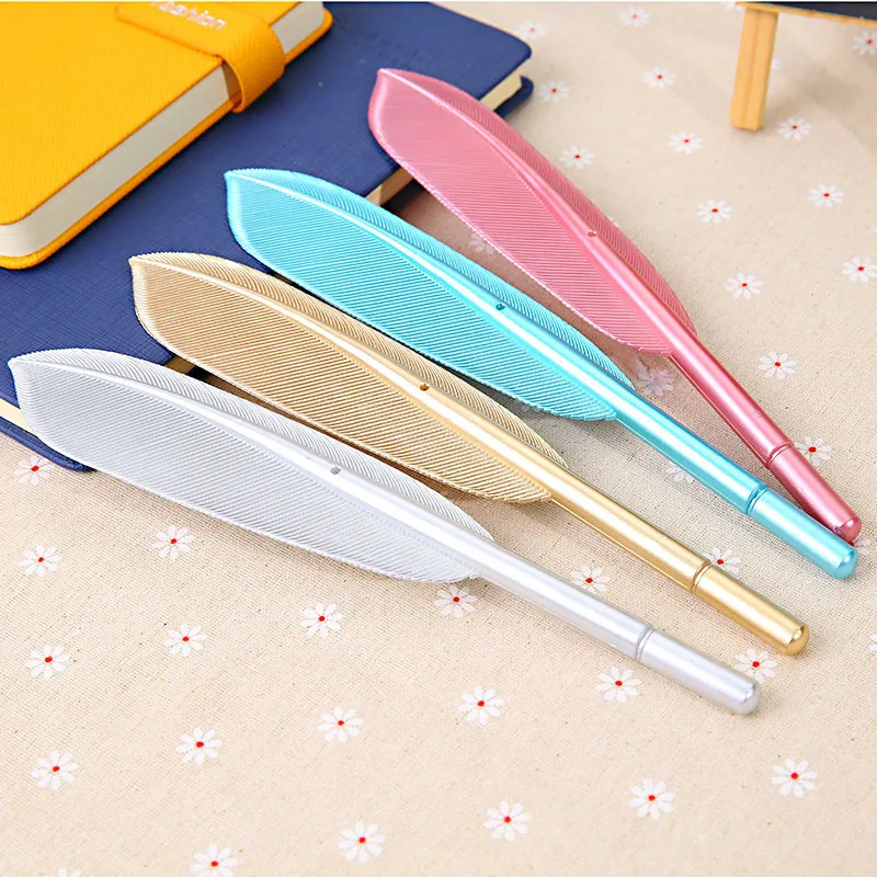 

24 Pcs/lot Feather Gel Pens for Writing Cute Vintage 0.38 Mm Black Ink Pen Stationery Gift School Supplies Canetas Escolar