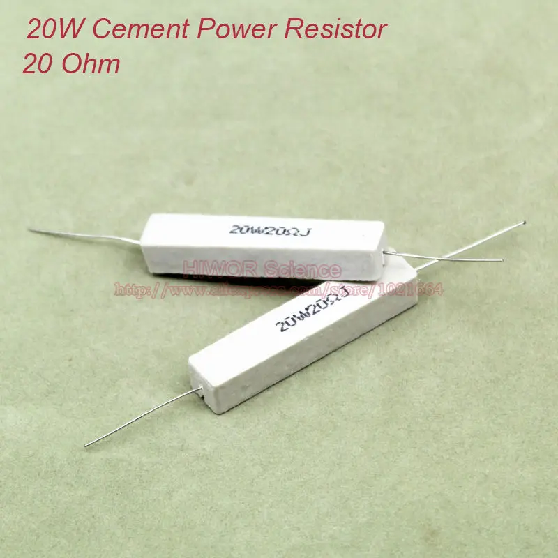 (5pcs/lot) 20W 20 ohms Ceramic Cement Power Resistor 20ohm TOL 5% Resistors