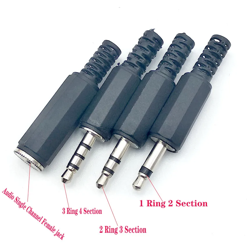 3.5mm Audio Stereo / Mono Plug jack 3.5 Male Female Plug Jack Charging Connector for Phone Headset Welding Type