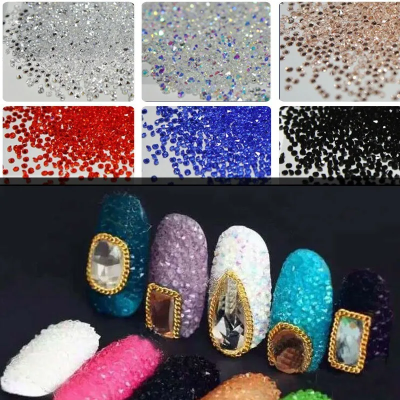 YANRUO MIX boyutları renkli 1440 adet kristal Pixie cam Rhinestones mikro manikür süslemeleri DIY tırnak sanat için küçük aksesuarlar