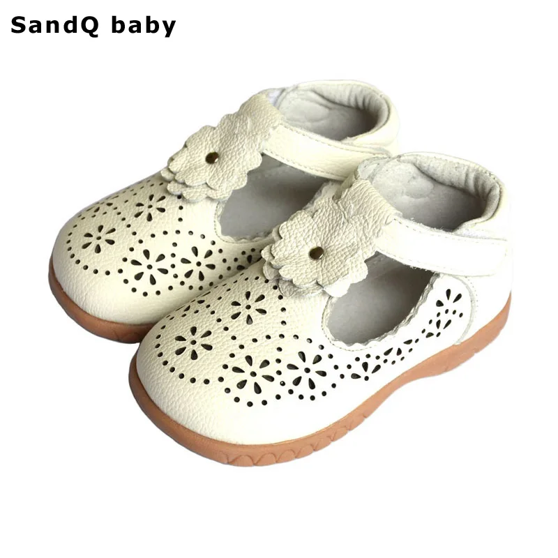 2024 New Summer Style Children Sandals for Girls Hollow Out Genuine Leather Princess Shoes Kids Beach Sandals Baby Toddler Shoes