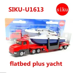 1:87 alloy construction vehicles, high simulation flatbed plus yacht, SIKU-U1613 model, free shipping
