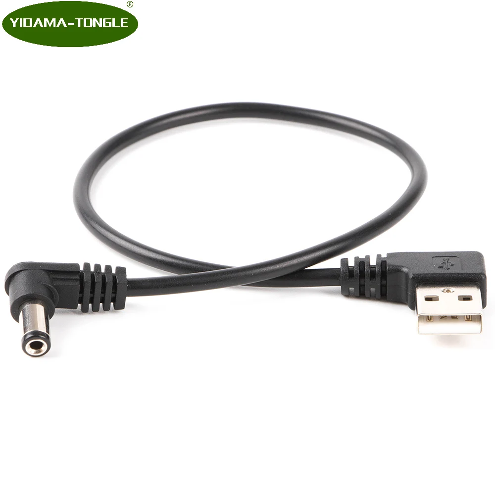 Angled USB to 5.5/2.1mm Barrel Power 5V 5.5 X 2.1 mm Mini DC Jack Plug Cable