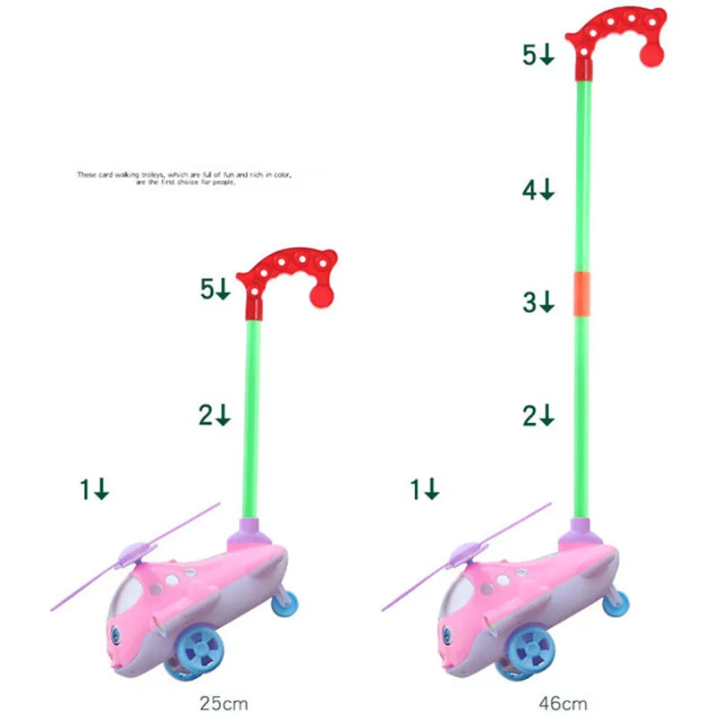 Baby Walker Toy Hand Push Plane Aircraft Outdoor Sports Toddler Pull Walks Rod Push Cart Drag Tongue Out Walking Educational Toy