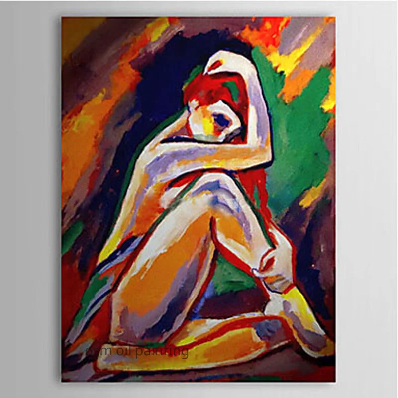 

Free Shipping Abstract People Nude Decorative Fine Artwork Hand-painted Modern Abstract Sexy Lady Nude Oil Painting on Canvas