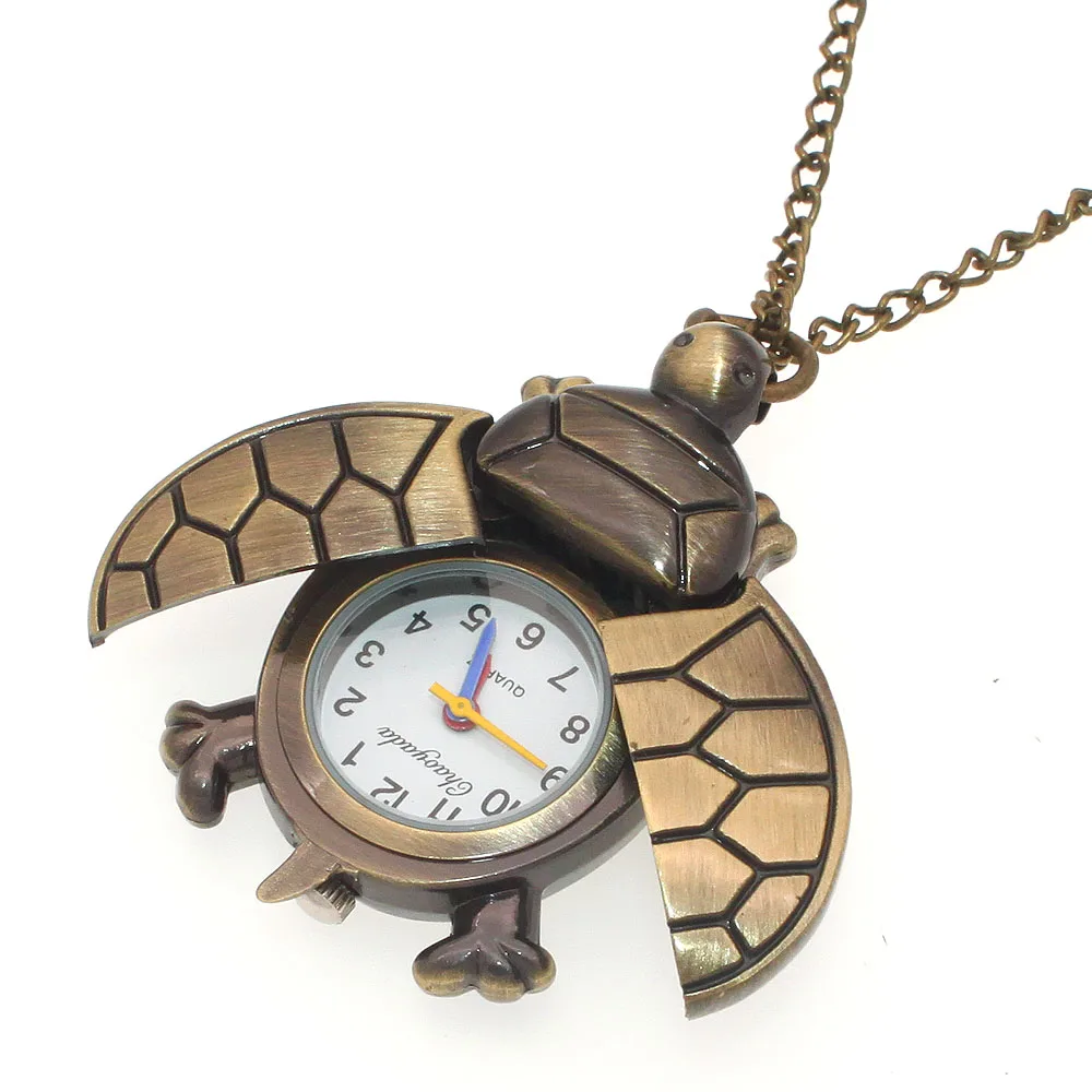 Key ring Watches Quartz Pocket Watch Turtle Golden Watches Pendant Clock Pocket Necklace Gifts Kids Watch Children watches