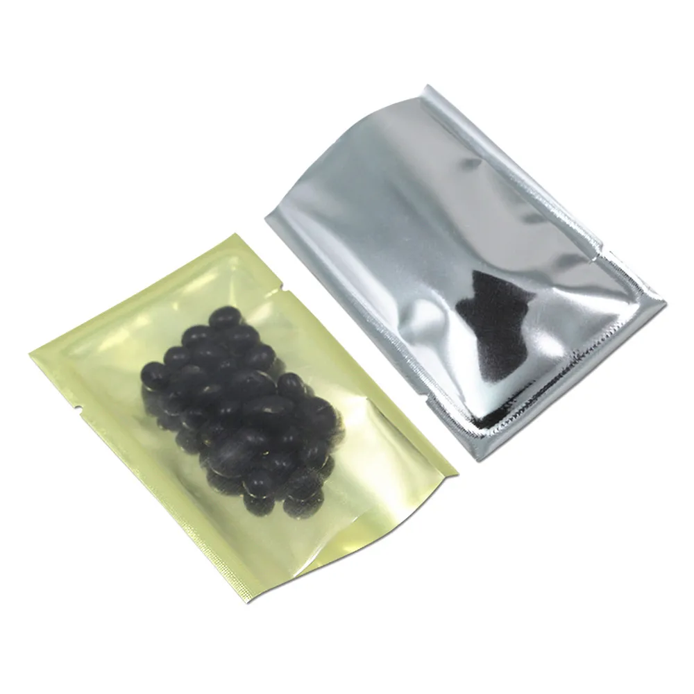 

18x26cm Clear Gold Mylar Open Top Bag Aluminum Foil Vacuum Pouch Food Bag Packing Heat Seal For Coffee Candy Tea Storage Package