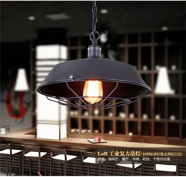 European brief warehouse black&rusty iron art chandeliers Industry style large E27 LED lamp for Cafe&Bar&corridor&Porch CYDD039B