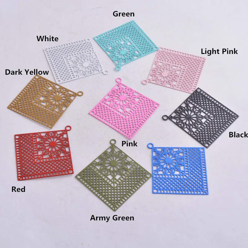 50 Stück AB3333 39*41mm Quadratische Anhänger Rhombus-Formen für DIY-Ohrringe und Schmuck – Detail 3