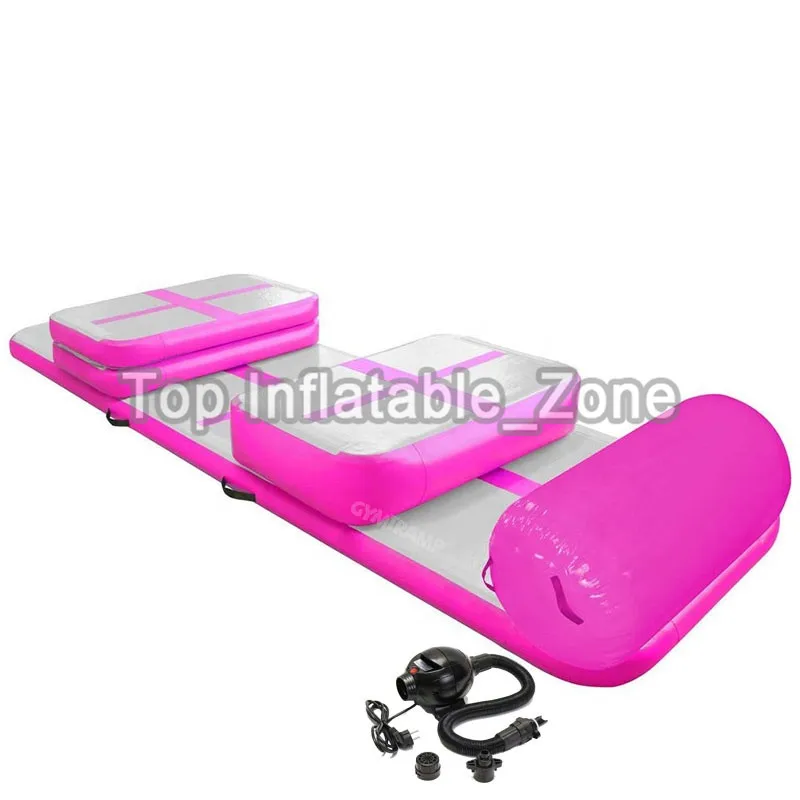 

Pink Color 6pcs Air Track Set With Pump Gymnastic Tumbling Mat/Air Board/Air Block/Air Roller Training Set Low Price