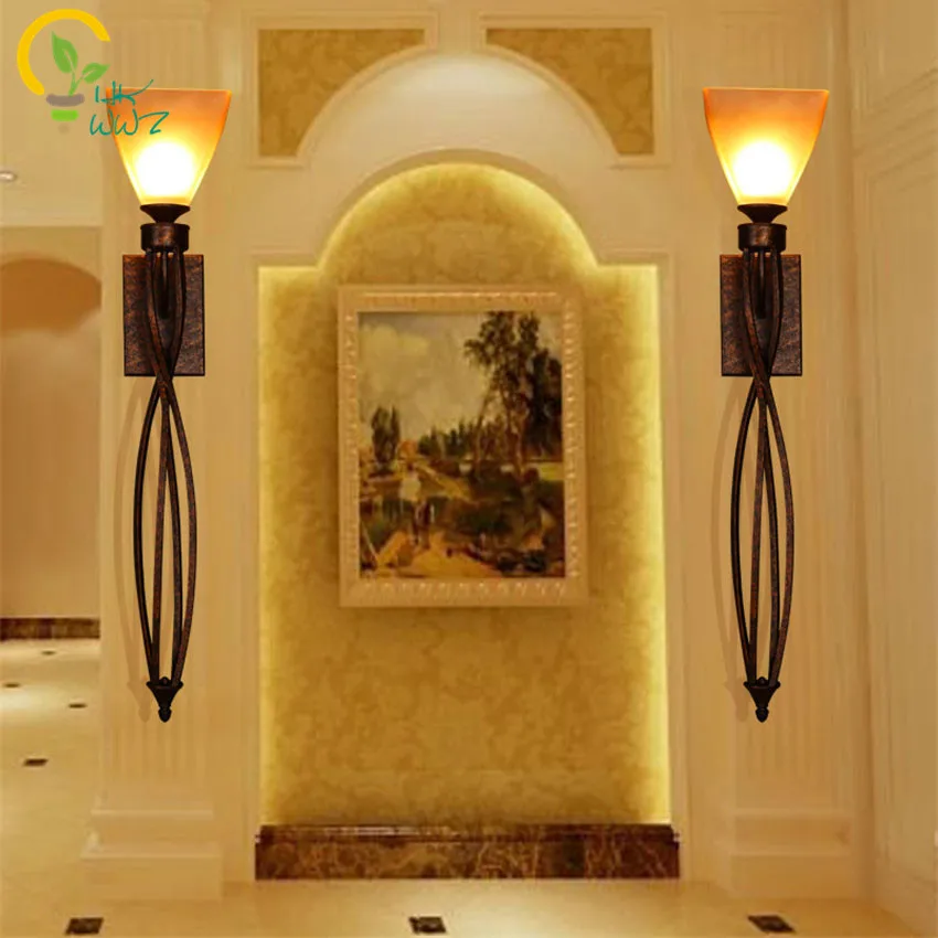 American Retro Imitation Marble Led Wall Lamps Vintage TV Background Wall Lights Bar Room Aisle Long Wall Sconces For Home Light