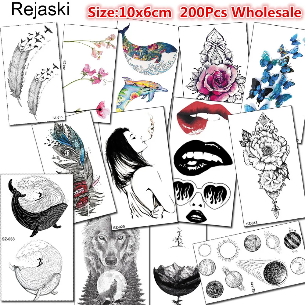 

200 Pieces Wholesale Temporary Tattoo Sticker 10x6cm Sexy Planet Geometric Tatoo Body Art Men Women Waterproof Fake Tattoo Paste