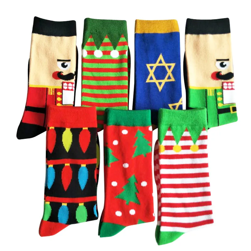 

1 Pair Winter High Quality Christmas Style Weed Socks Men Combed Cotton Hip Hop Socks Meias Men Funny Art Dress Socks Calcetines