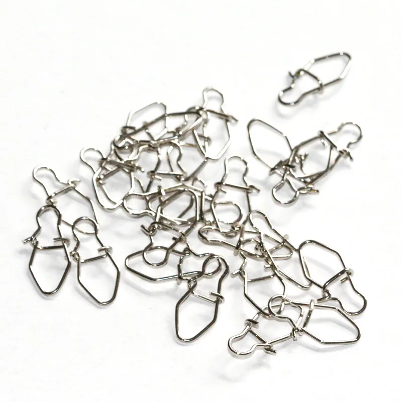 30-50pcs/bag rhombus Snap connector 000#-3# New Fishing Swivel Hooked Safety Snap Pins Accessories Fishing Tackle