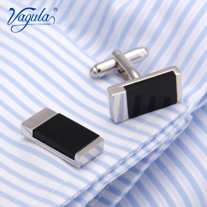 

VAGULA Classic Cufflinks Luxury gift Party Wedding Suit French Shirt Buttons Black Stone Cuff links 10182