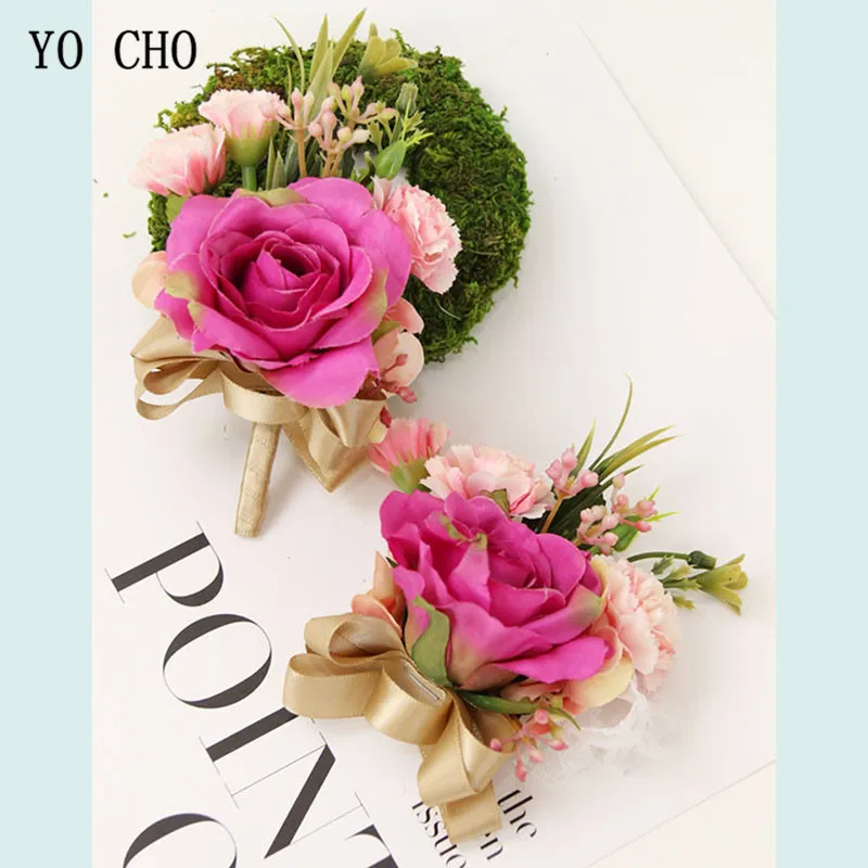 HÌNH CHO Retro Trắng Cổ Tay Hoa Corsages Phù Hợp Với Phong Cách Mộc Mạc Cưới Phù Dâu Phụ Kiện Trang Trí Nhân Tạo Hoa Thổ Cẩm