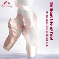 Nuevo Zapatos de vendaje de baile de punta de Ballet para niña y mujer, zapatos de satén
