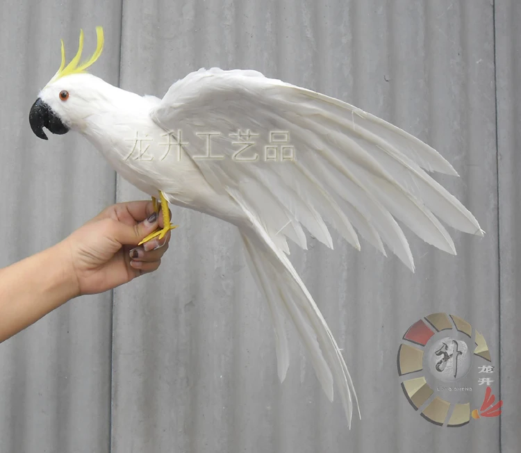 

large 43x50cm spreading wings white feathers Cockatoo parrot bird model home decoration Christmas gift h1112