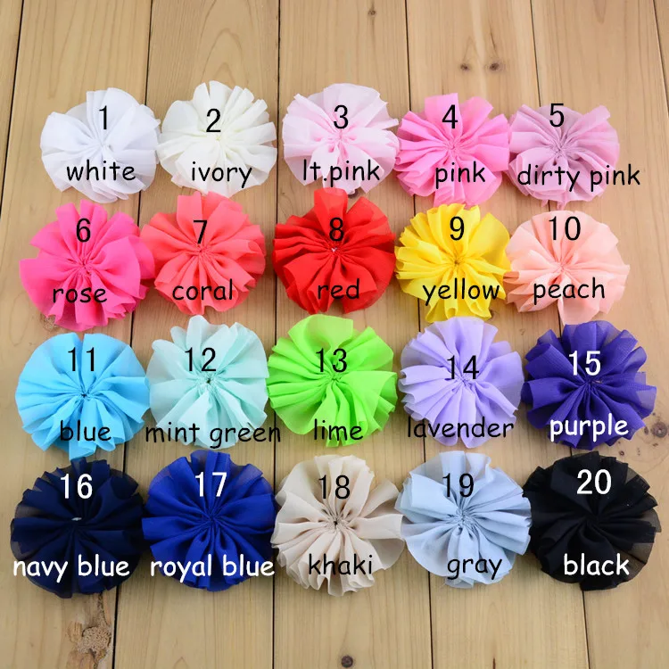 120pcs/lot 7CM DIY Solid Chiffon Ballerina Hair Flower For Girl Accessories Artificial Fabric Flowers