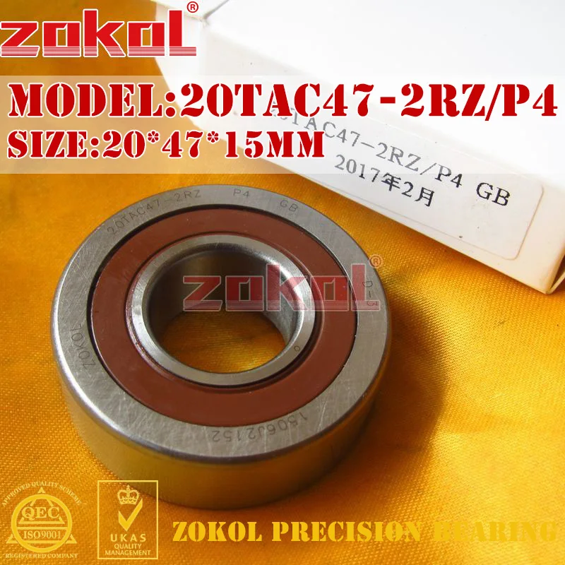 ZOKOL bearing 20TAC47 2RZ P4 Universal matching 20TAC47BSUC10PN7B(P4) Ball Screw Support Ball Bearing 20*47*15mm