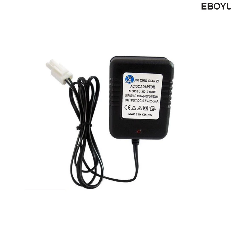 EBOYU DC EL 2P Plug 4.8V 250mAh Ni-MH Ni-Cd AA Battery Pack Charger Adapter with EL Plug for RC Toys Cameras AC 110-240V