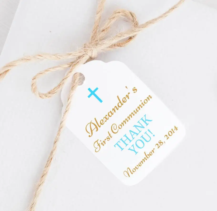 personalize any language First communion tags - Baptism gift tags - Holy Communion favor tags - Christening favor tags image 2