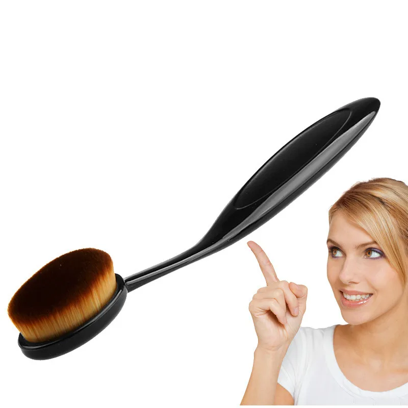 

Wholesale Free Shipping 1000pcs Latest Professional Black Plastic Rod Brown Synthetic Hair Toothbrush Appearance Fundation Brush