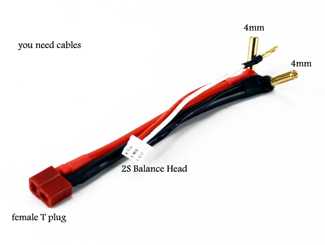 12AWG силиконовый кабель 2S балансовая головка литиевого аккумулятора с Т-образной вилкой для соединения с разъемом типа «банан», 4 мм