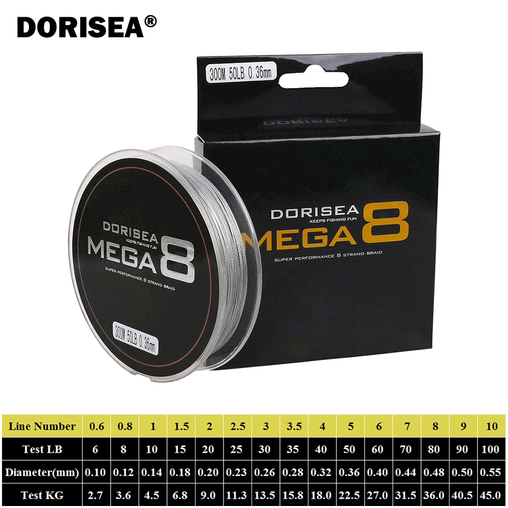 DORISEA Mega 8 Multifilamento PE Trenzado para Pesca de Carpa Japonés